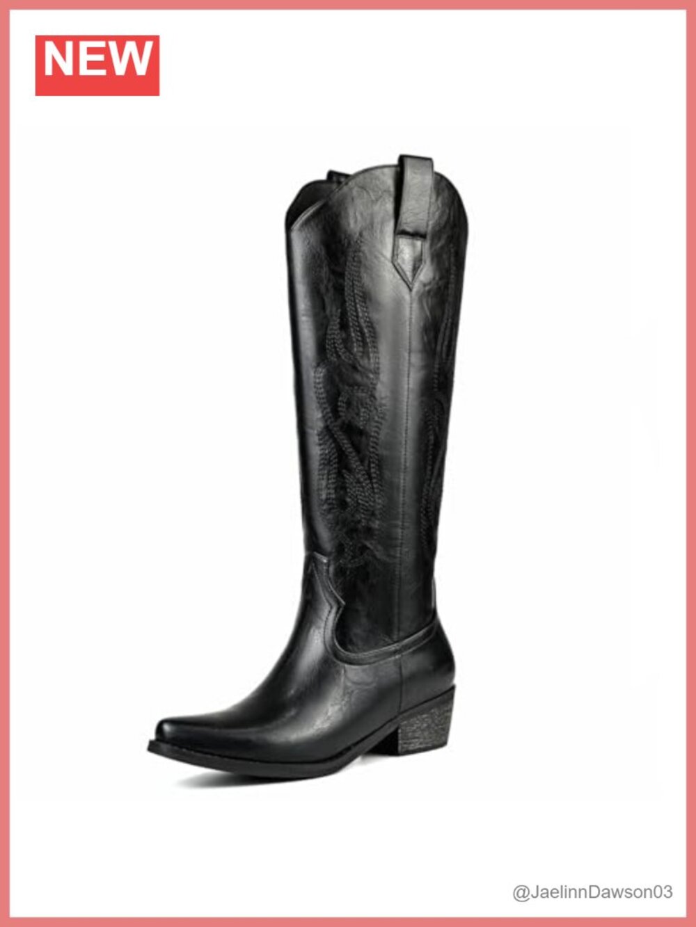 Women's Knee High Cowboy Boots Pointed Toe Block Heel PU Leather Western